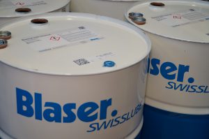 Labelled containers at Blaser Swisslube